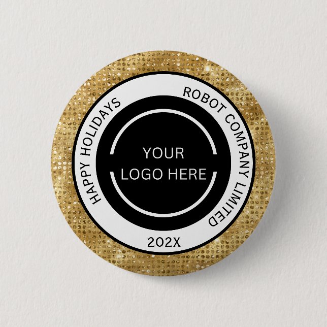 Minimalistic Gold Company Logo and Name  Button (Vorderseite)