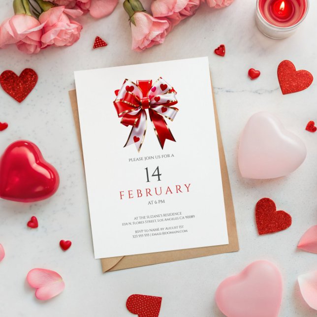 Minimalistic Hearts Bow Tie Valentine's Party  Einladung (Von Creator hochgeladen)