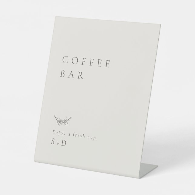 Minimalistic Ivory Coffee Bar Wedding Sign Sockelschild (Vorderseite)