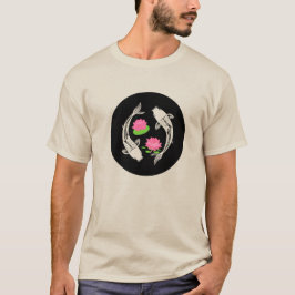 Minimalistic Koi Fish Swirl With Water Lillies  T-Shirt
