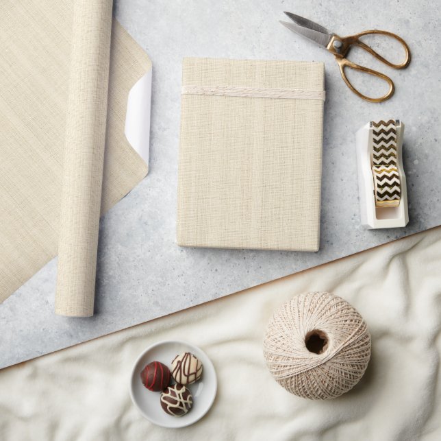Minimalistic Light Beige Burlap Texture Geschenkpapier (Kunsthandwerk)