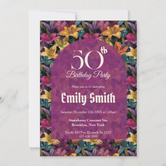 Minimalistic Lilies Sparkle Nature-Inspired Party Einladung