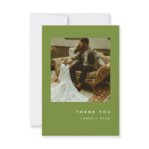 Minimalistic Modern Olive Green Wedding Photo