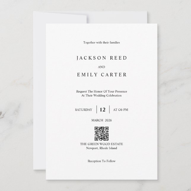 Minimalistic Modern Wedding Invitation Card Einladung (Vorderseite)