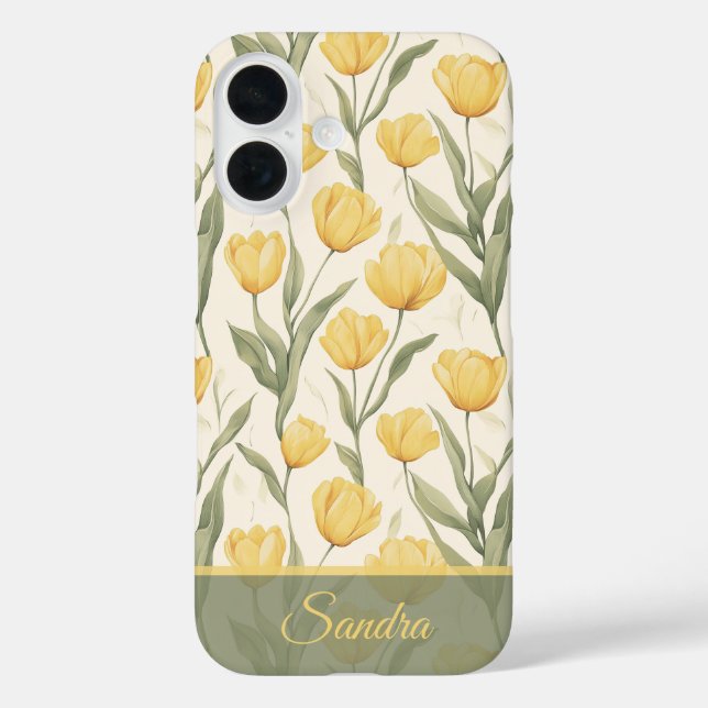 Minimalistic Newlywed Gift Tulip Flower Name Case-Mate iPhone Hülle (Rückseite)