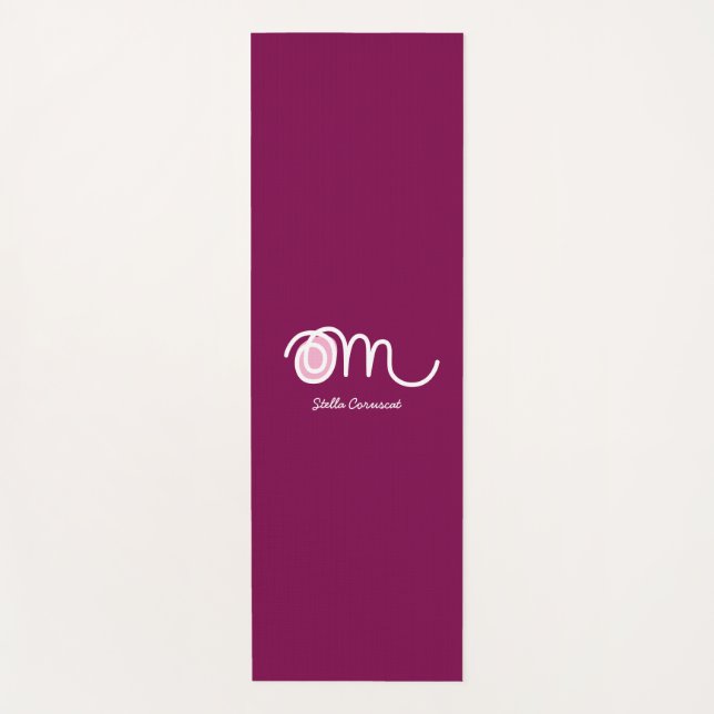 Minimalistic Om Handwritten Personalized Yoga Mat Yogamatte (Vorderseite)
