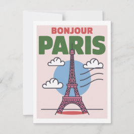 Minimalistic Paris Iconic Eiffel Tower French City Postkarte