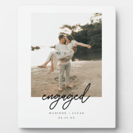 Minimalistic Script "Engaged" Couple Photo Fotoplatte