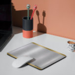 Minimalistic Slick Silver & Gold Metallic Texture  Mousepad<br><div class="desc">Elegant metallic silver texture,  brushed aluminum look with gold border accents—customizable typography in black.
Minimalistic simple modern,  slick design.</div>