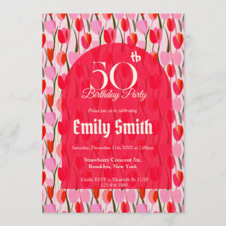 Minimalistic Tulip Fantasy Adult Birthday Einladung