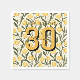 Minimalistic Tulip Themed Birthday Event Serviette