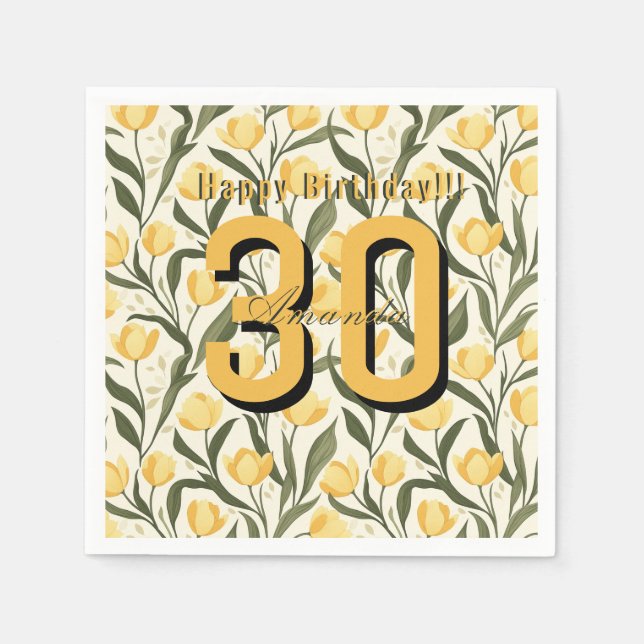 Minimalistic Tulip Themed Birthday Event Serviette (Vorderseite)