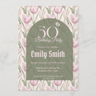 Minimalistic Tulip Themed Custom Birthday Einladung
