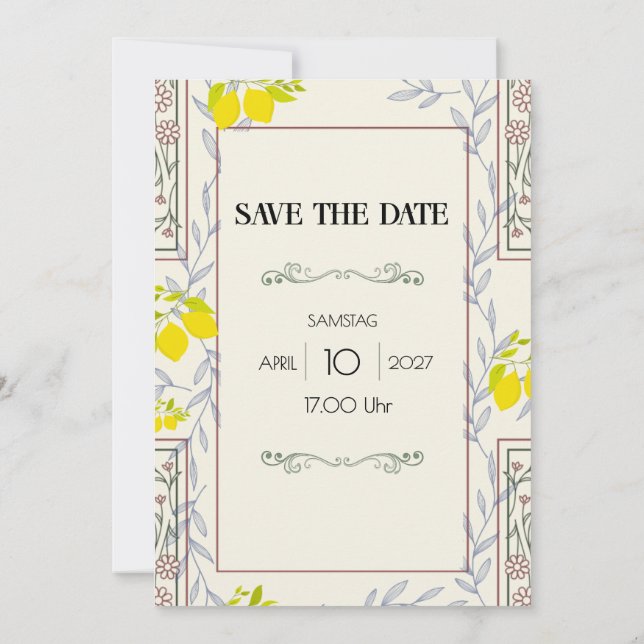 Minimalistic Vintage Botanical Save the Date (Rückseite)