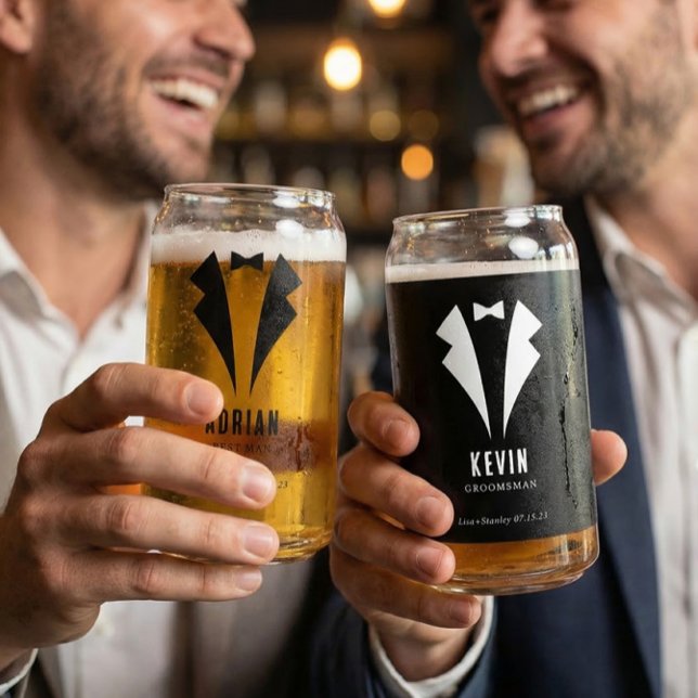 Minimalistic Wedding Best Man Name White Dosenglas (Von Creator hochgeladen)