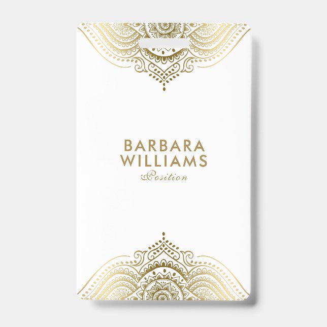 Minimalistig Weiß u. Goldverzierte Spitze Ausweis (Vorderseite)