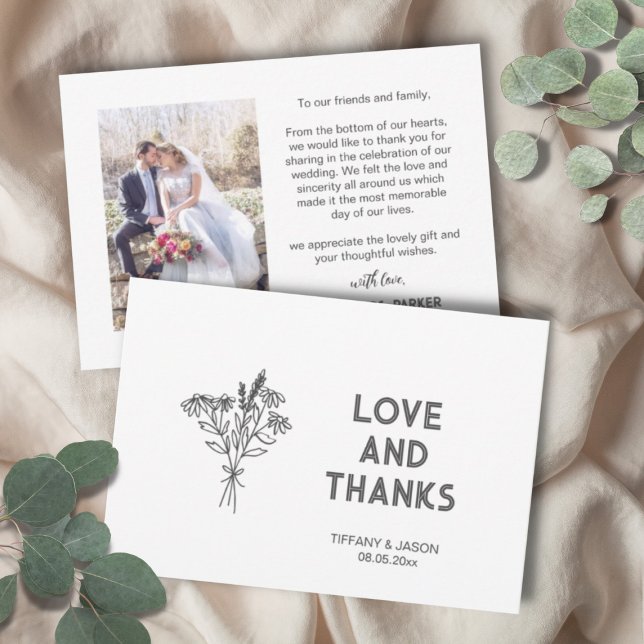 Minimalistisch 1 Foto sauber Einfache Hochzeit Dankeskarte (Von Creator hochgeladen)