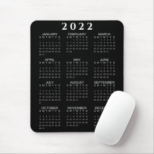 Minimalistisch 2022 Kalender Schwarz/Weiß Mousepad