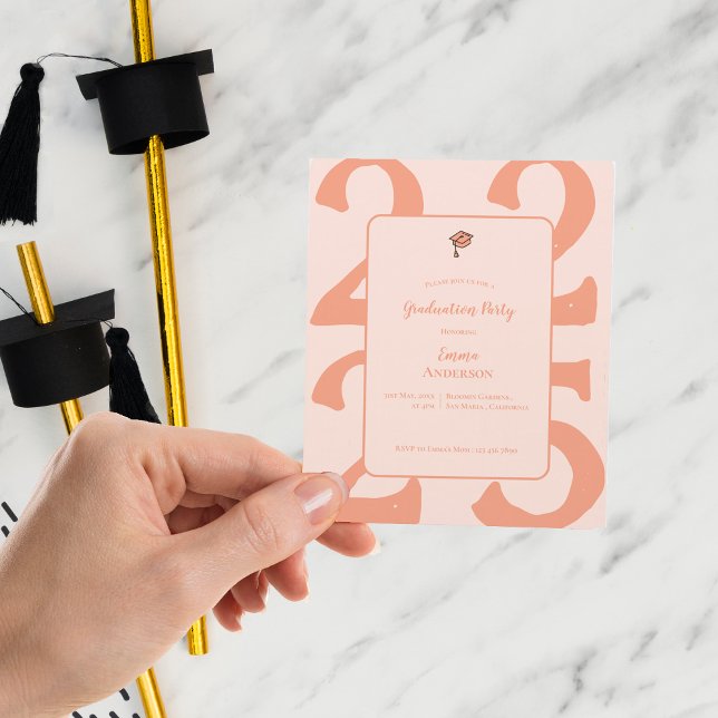 Minimalistisch 2025 Abschluss Einfache Party Einla Magnet (Minimalist Class of 2025 Elegant Graduation Party Invitation Magnet)