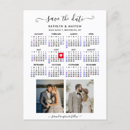 Minimalistisch 2 Foto 2024 Kalender Save the Date Ankündigungspostkarte