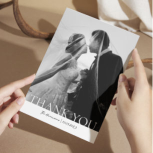 Minimalistisch 2 Foto Einfache Hochzeit Dankeschön Dankeskarte