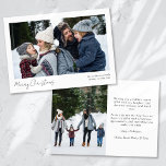 Minimalistisch 2 Foto Kalligrafie Frohe Weihnachte Feiertagskarte<br><div class="desc">Eine moderne Danksagkarte mit elegantem Skript</div>