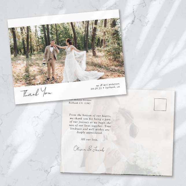 Minimalistisch 2 Foto Kalligraphie Hochzeit Vielen Postkarte (Von Creator hochgeladen)