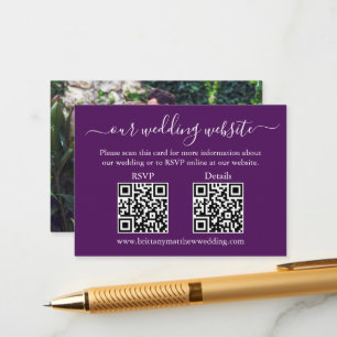 Minimalistisch 2 QR Hochzeit RSVP Details Foto Lil Begleitkarte