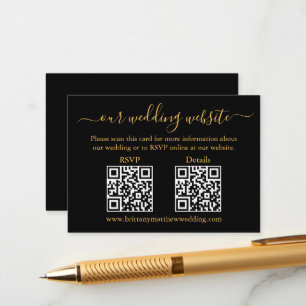 Minimalistisch 2 QR Hochzeit RSVP Details Gold Sch Begleitkarte
