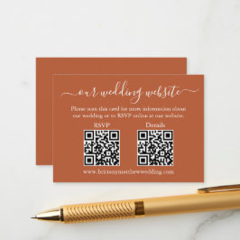 Minimalistisch 2 QR Hochzeit RSVP Details Terracot Begleitkarte