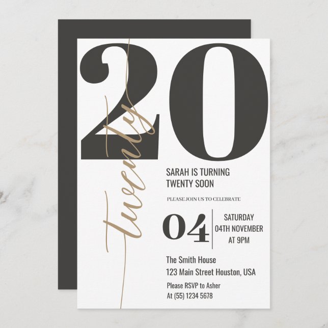 Minimalistisch 30. Geburtstag Party Einladung (Vorne/Hinten)