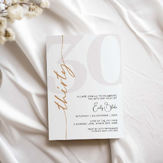Minimalistisch 30. Geburtstagsfeier Party Einladun Einladung