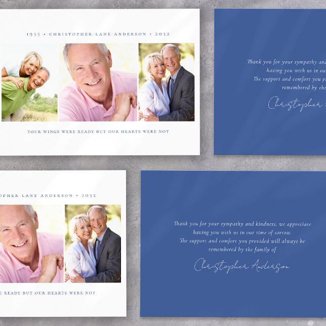 Minimalistisch 3 Foto Beerdigung Beileid Dankeskarte (Von Creator hochgeladen)