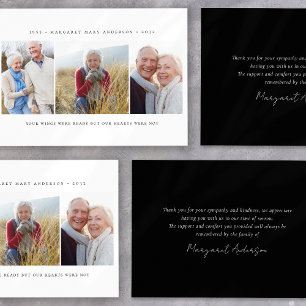 Minimalistisch 3 Foto Beerdigung Beileid Dankeskarte