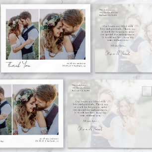 Minimalistisch 3 Foto Kalligraphie Hochzeit Vielen Postkarte