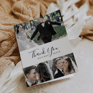 Minimalistisch 3 FotoCollage Dankeschön Karte