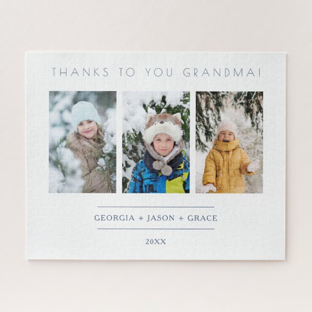 Minimalistisch 3 Fotos Collage Keepake für die Fam Puzzle (Horizontal)