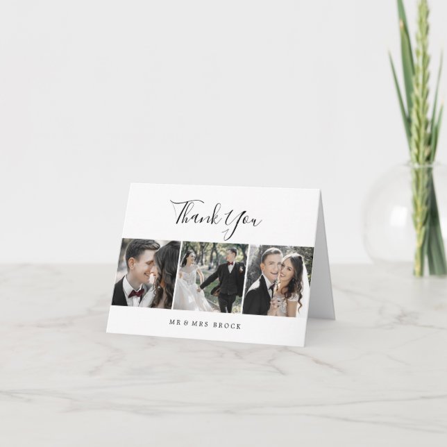 Minimalistisch 3 Fotovorlage Dankeschön Karte (Vorderseite)