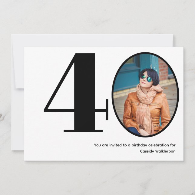 Minimalistisch 40 Foto 40. Geburtstag Einladung (Vorderseite)