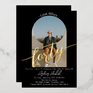 Minimalistisch 40. Geburtstag Party Gold Folieneinladung