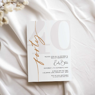 Minimalistisch 40. Geburtstagsfeier Party Einladun Einladung