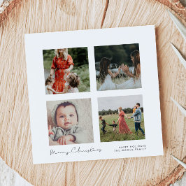 Minimalistisch 4 Foto Collage Square Frohe Weihnac Feiertagskarte