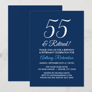 Minimalistisch 55 und Remüde Blue Retirement der M Einladung