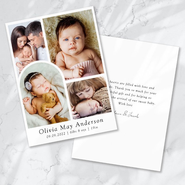 Minimalistisch 5 Foto Arch Danke, dass Sie geboren Ankündigung (Von Creator hochgeladen)