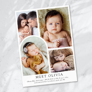 Minimalistisch 5 Foto Hello Baby Birth Ankündigung