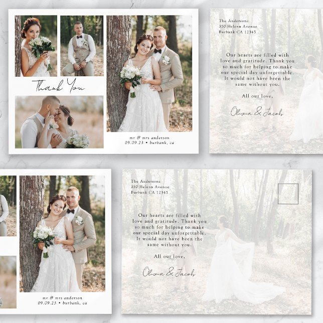 Minimalistisch 5 Foto Kalligraphie Hochzeit Vielen Postkarte (Von Creator hochgeladen)