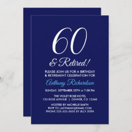 Minimalistisch 60 und  dunkle Lila Rente Einladung
