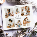 Minimalistisch 6 Foto Collage Grid Frohe Weihnacht Feiertagskarte<br><div class="desc">Wenn Sie Einfachheit mögen,  dann ist dies die Weihnachtskarte für Sie,  die Sie an Familie und Freunde schicken,  um ihnen ein frohes Weihnachtsfest zu wünschen. Laden Sie einfach 6 Fotos Ihrer Wahl hoch,  eine Weihnachtsnachricht in Kalligrafieschrift,  das Jahr und Ihre Namen.</div>