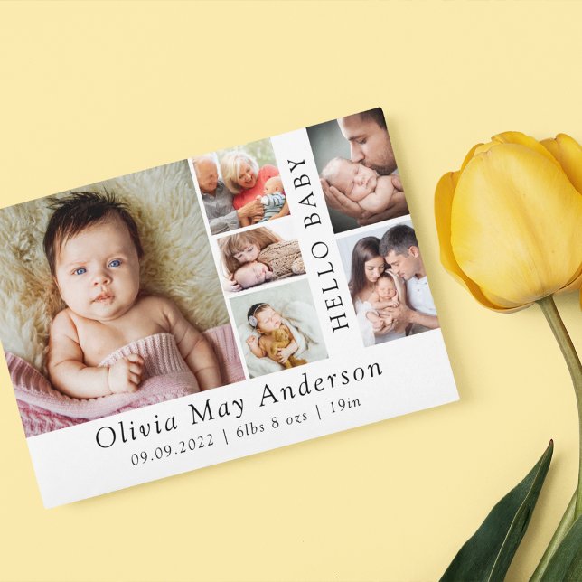 Minimalistisch 6 Foto Hello Baby Dankeskarte (Von Creator hochgeladen)