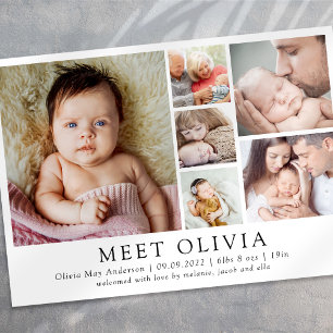 Minimalistisch 6 Foto Hello Baby Geburtserklärung Ankündigung